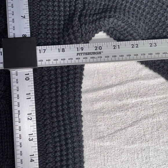 Abercrombie & Fitch Blue/Black Cable Knit Sweater Women Mock Cowl Neck Button M - Picture 16 of 16